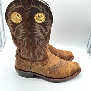 Ariat Men Heritage Roughstock Brown Leather Western Cowboy Boots Square Toe 10EE